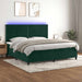 Pat cu arcuri, saltea și LED, verde închis, 200x200 cm, catifea - WALTI WALTI
