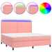 Pat continental cu saltea & LED, roz, 200x200 cm, catifea - WALTI WALTI