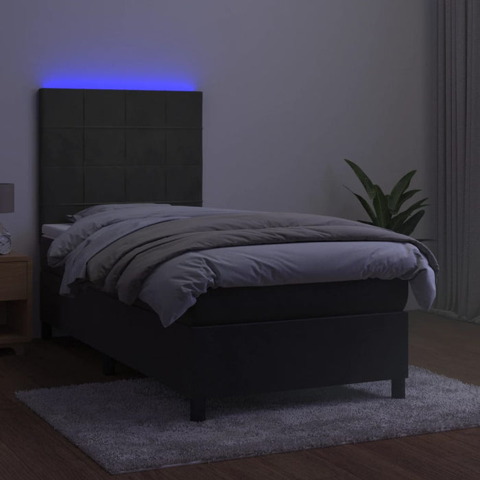 Pat continental cu saltea și LED, gri închis, 80x200 cm catifea - WALTI WALTI