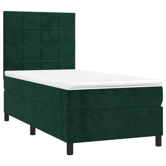 Pat continental cu saltea și LED verde închis 80x200 cm catifea - WALTI WALTI