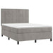 Pat continental cu saltea și LED gri deschis 140x190 cm catifea - WALTI WALTI