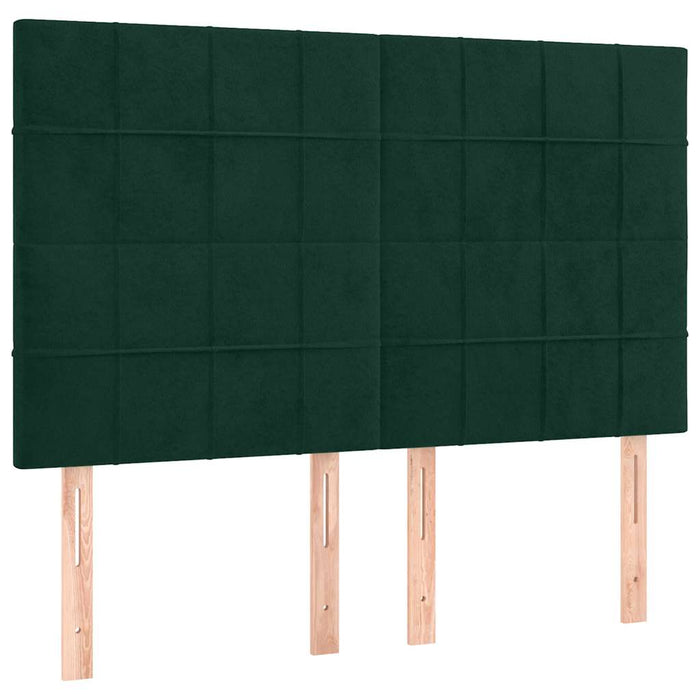 Pat cu arcuri, saltea și LED, verde închis, 140x200 cm, catifea - WALTI WALTI