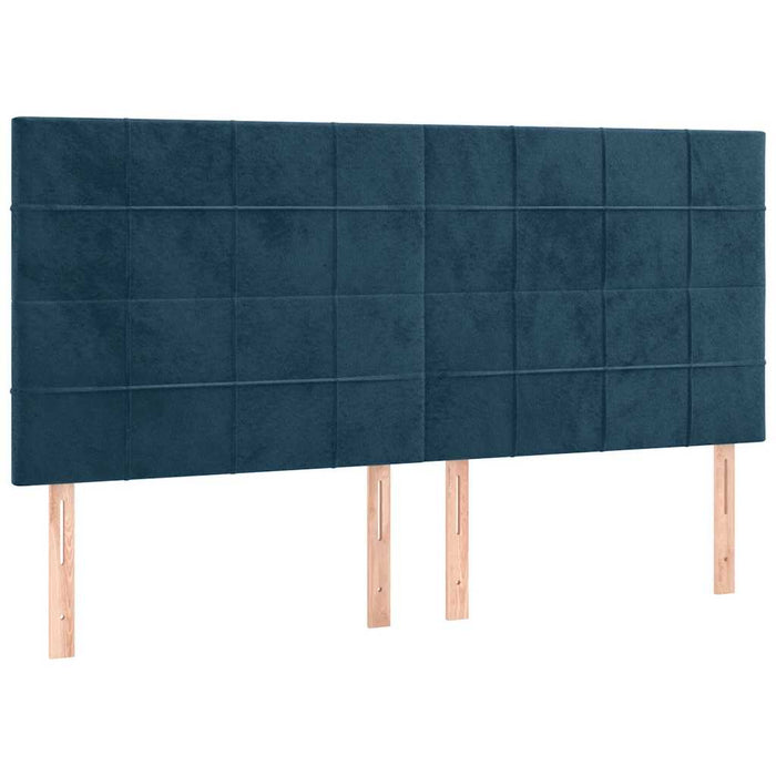 Pat cu arcuri, saltea și LED, bleumarin, 200x200 cm, catifea - WALTI WALTI