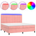 Pat continental cu saltea & LED, roz, 200x200 cm, catifea - WALTI WALTI