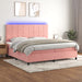 Pat continental cu saltea & LED, roz, 200x200 cm, catifea - WALTI WALTI