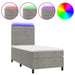 Pat continental cu saltea & LED, gri deschis, 80x200 cm catifea - WALTI WALTI