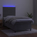 Pat continental cu saltea & LED, gri deschis, 80x200 cm catifea - WALTI WALTI