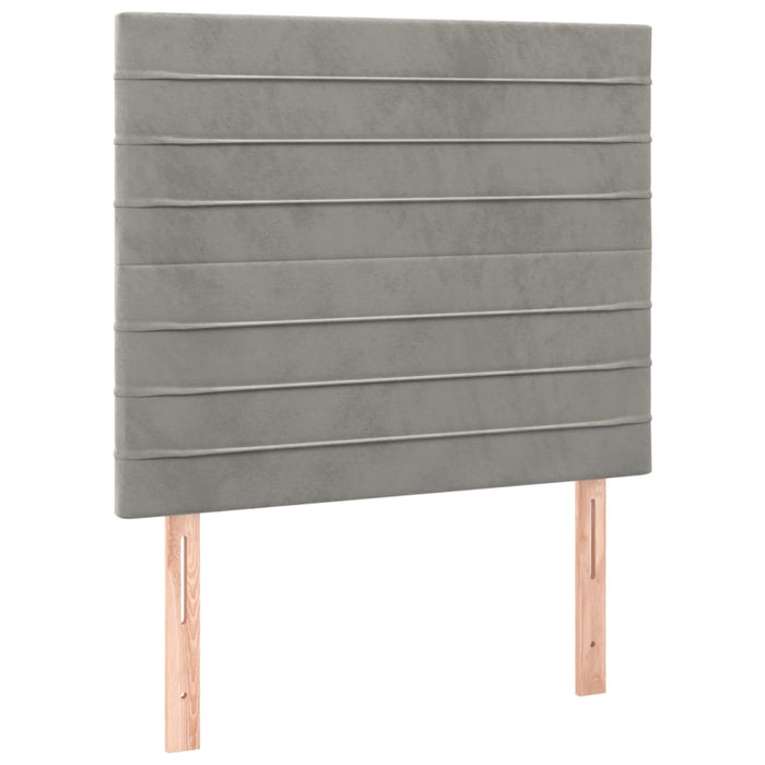 Pat continental cu saltea & LED, gri deschis, 80x200 cm catifea - WALTI WALTI