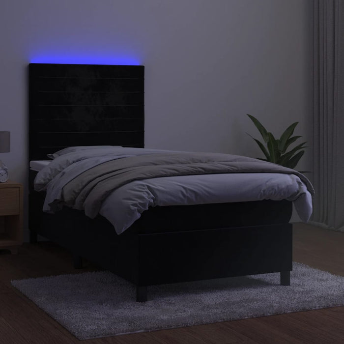 Pat continental cu saltea și LED, negru, 80x200 cm, catifea - WALTI WALTI