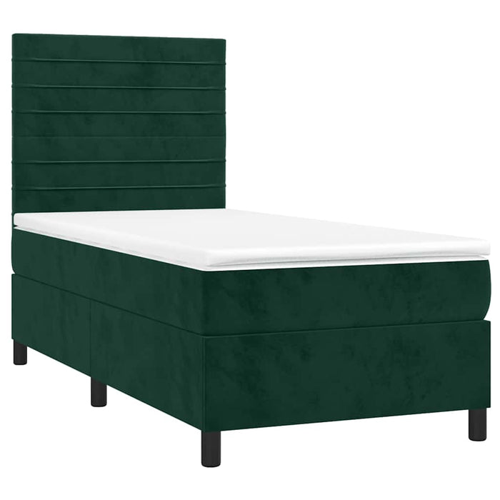 Pat continental cu saltea și LED verde închis 80x200 cm catifea - WALTI WALTI