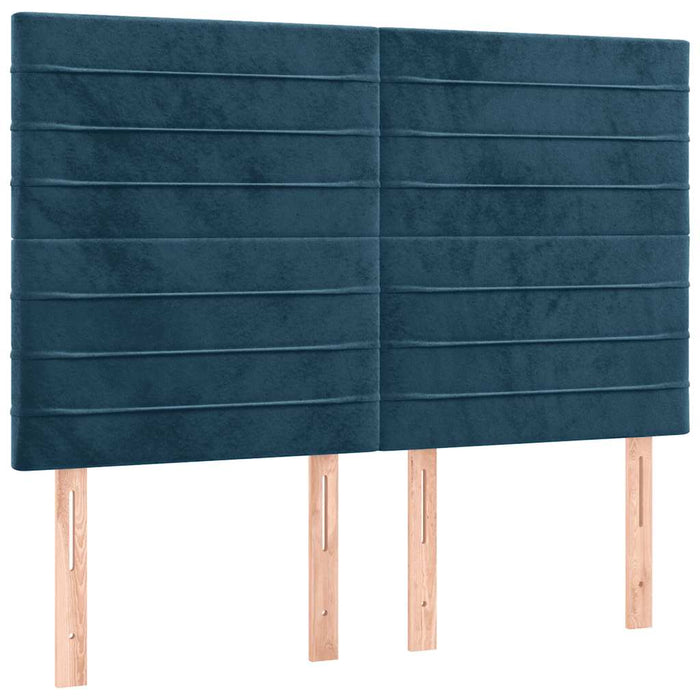 Pat cu arcuri, saltea și LED, bleumarin, 140x190 cm, catifea - WALTI WALTI