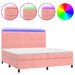 Pat continental cu saltea & LED, roz, 200x200 cm, catifea - WALTI WALTI