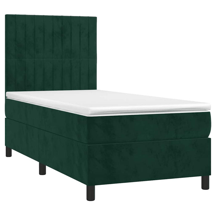 Pat continental cu saltea și LED verde închis 80x200 cm catifea - WALTI WALTI