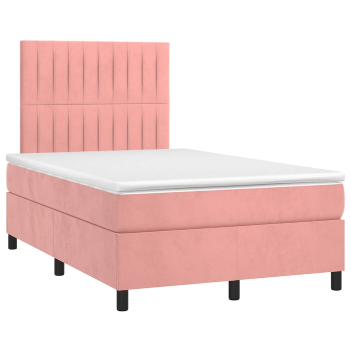 Pat continental cu saltea & LED, roz, 120x200 cm, catifea - WALTI WALTI