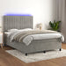 Pat continental cu saltea și LED gri deschis 140x190 cm catifea - WALTI WALTI