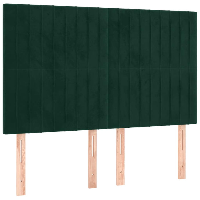 Pat cu arcuri, saltea și LED, verde închis, 140x190 cm, catifea - WALTI WALTI