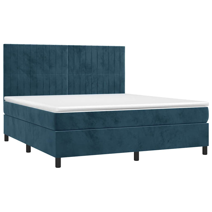 Pat cu arcuri, saltea și LED, bleumarin, 160x200 cm, catifea - WALTI WALTI