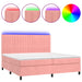Pat continental cu saltea & LED, roz, 200x200 cm, catifea - WALTI WALTI