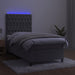 Pat continental cu saltea & LED, gri deschis, 80x200 cm catifea - WALTI WALTI