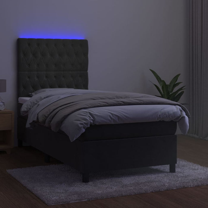 Pat continental cu saltea și LED, gri închis, 80x200 cm catifea - WALTI WALTI