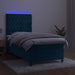 Pat continental cu saltea&LED albastru închis 80x200 cm catifea - WALTI WALTI