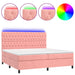 Pat continental cu saltea & LED, roz, 200x200 cm, catifea - WALTI WALTI