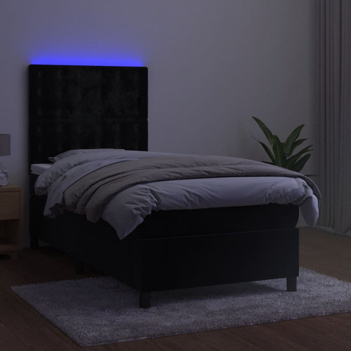 Pat continental cu saltea și LED, negru, 80x200 cm, catifea - WALTI WALTI