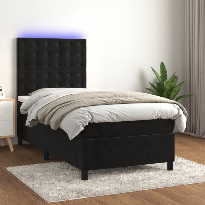 Pat continental cu saltea și LED, negru, 80x200 cm, catifea - WALTI WALTI