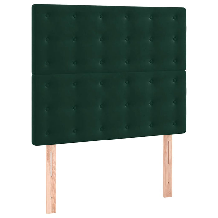 Pat cu arcuri, saltea și LED, verde închis, 90x190 cm, catifea - WALTI WALTI