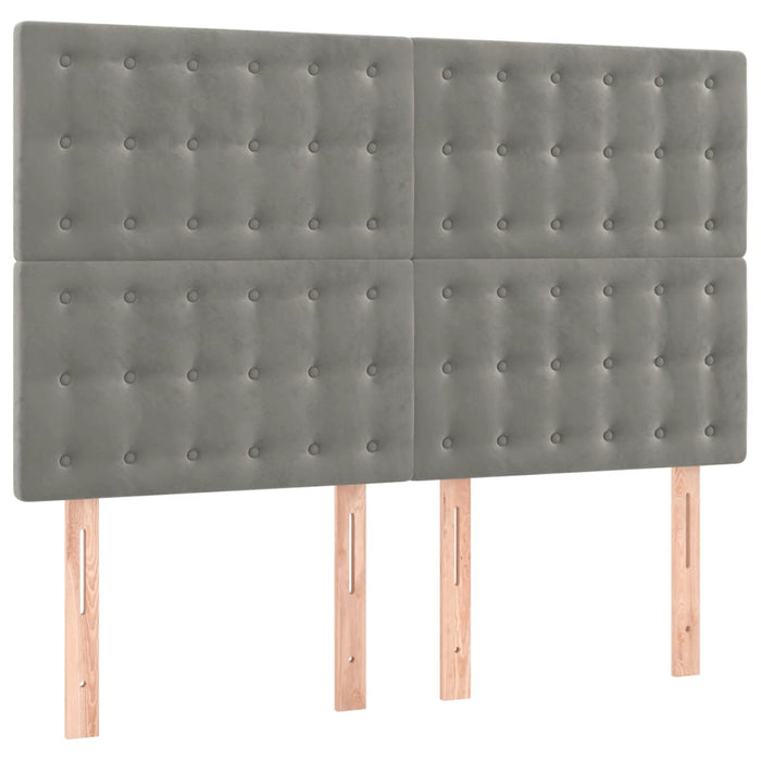 Pat continental cu saltea și LED gri deschis 140x190 cm catifea - WALTI WALTI