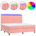 Pat continental cu saltea & LED, roz, 200x200 cm, catifea - WALTI WALTI