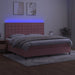 Pat continental cu saltea & LED, roz, 200x200 cm, catifea - WALTI WALTI