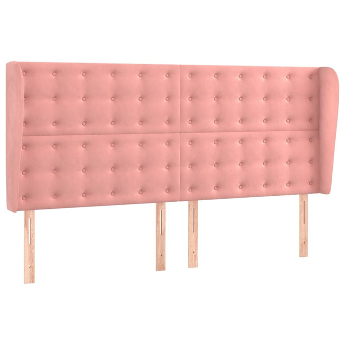 Pat continental cu saltea & LED, roz, 200x200 cm, catifea - WALTI WALTI