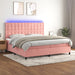 Pat continental cu saltea & LED, roz, 200x200 cm, catifea - WALTI WALTI