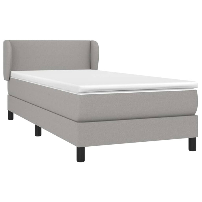 Pat box spring cu saltea, gri deschis, 90x190 cm, textil - WALTI WALTI