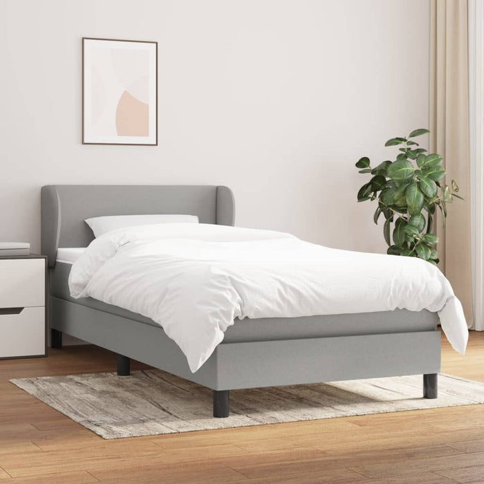 Pat box spring cu saltea, gri deschis, 90x190 cm, textil - WALTI WALTI