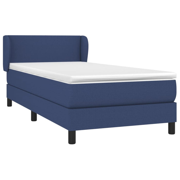 Pat box spring cu saltea, albastru, 90x200 cm, textil - WALTI WALTI
