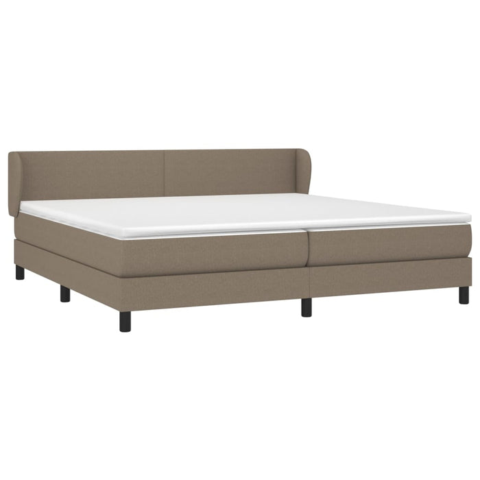 Pat box spring cu saltea, gri taupe, 200x200 cm, textil WALTI
