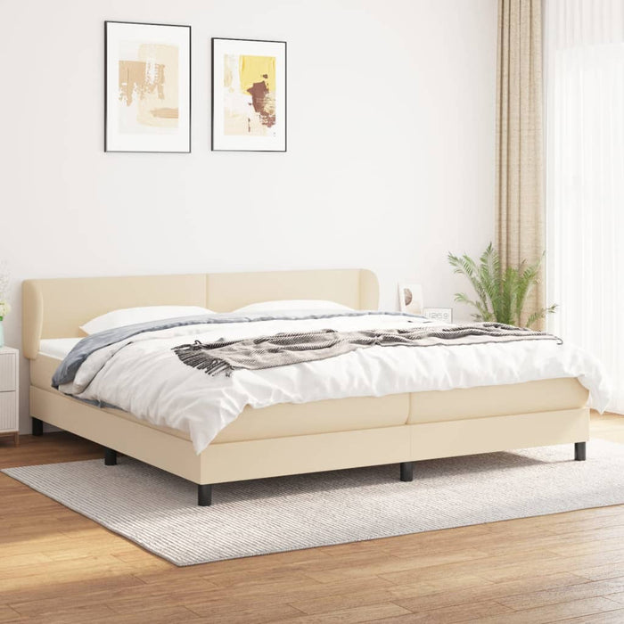 Pat box spring cu saltea, crem, 200x200 cm, textil WALTI