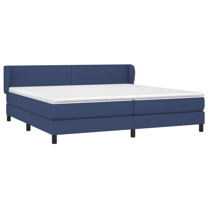 Pat box spring cu saltea, albastru, 200x200 cm, textil WALTI