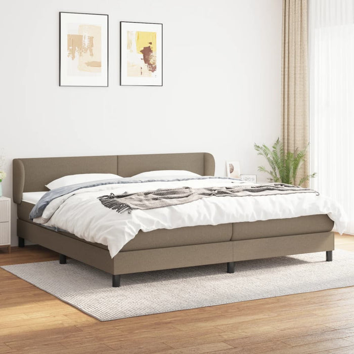 Pat box spring cu saltea, gri taupe, 200x200 cm, textil - WALTI WALTI