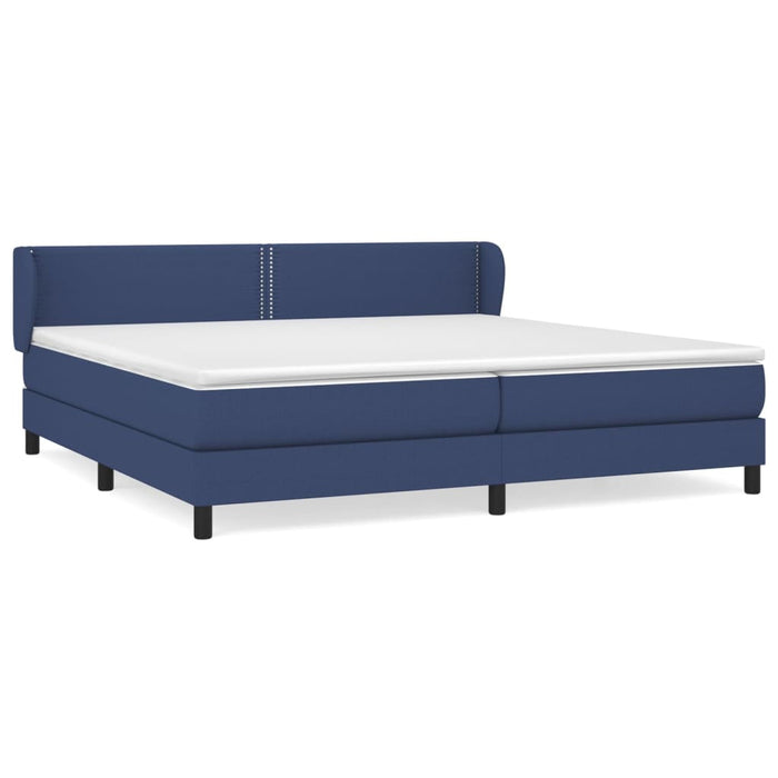 Pat box spring cu saltea, albastru, 200x200 cm, textil WALTI