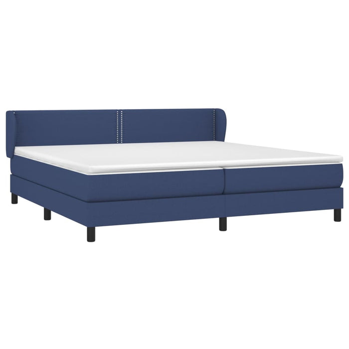 Pat box spring cu saltea, albastru, 200x200 cm, textil WALTI