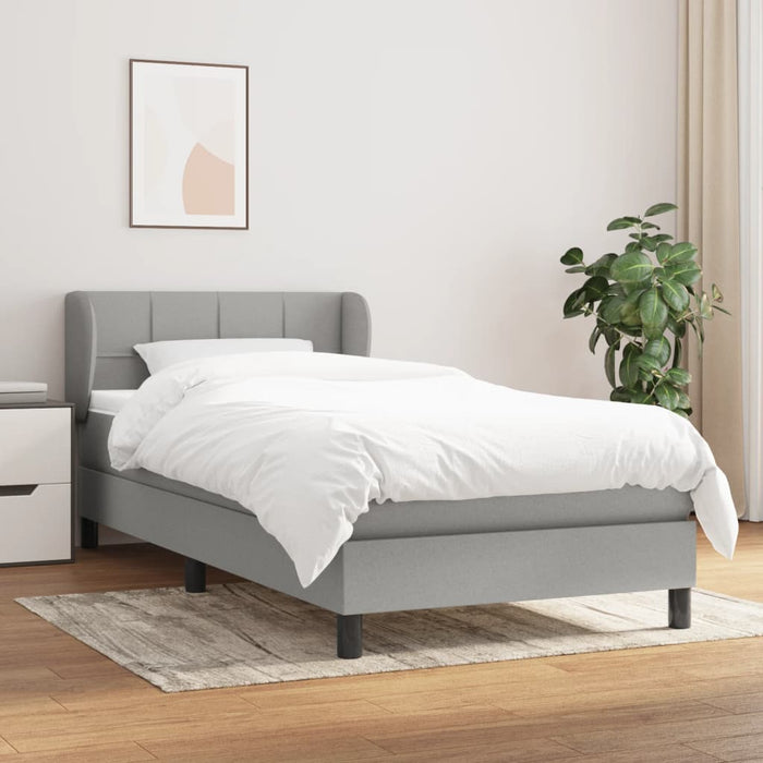 Pat box spring cu saltea, gri deschis, 90x200 cm, textil - WALTI WALTI