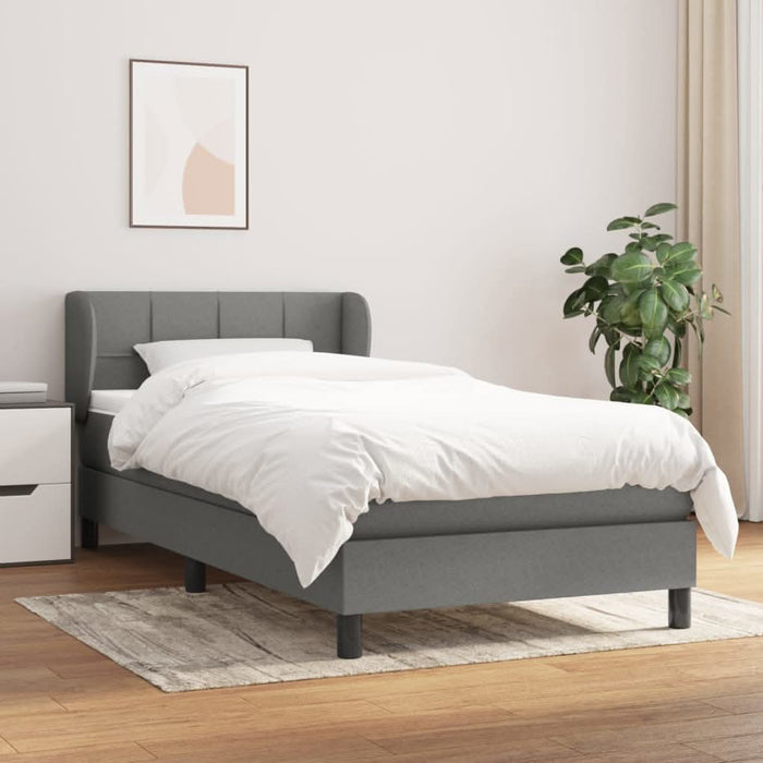 Pat box spring cu saltea, gri închis, 90x200 cm, textil - WALTI WALTI