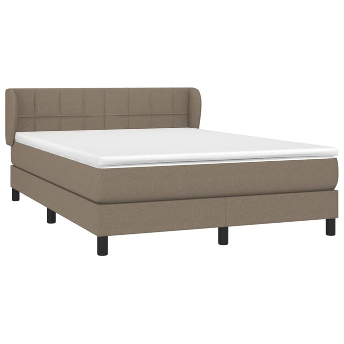 Pat box spring cu saltea, gri taupe, 140x200 cm, textil WALTI
