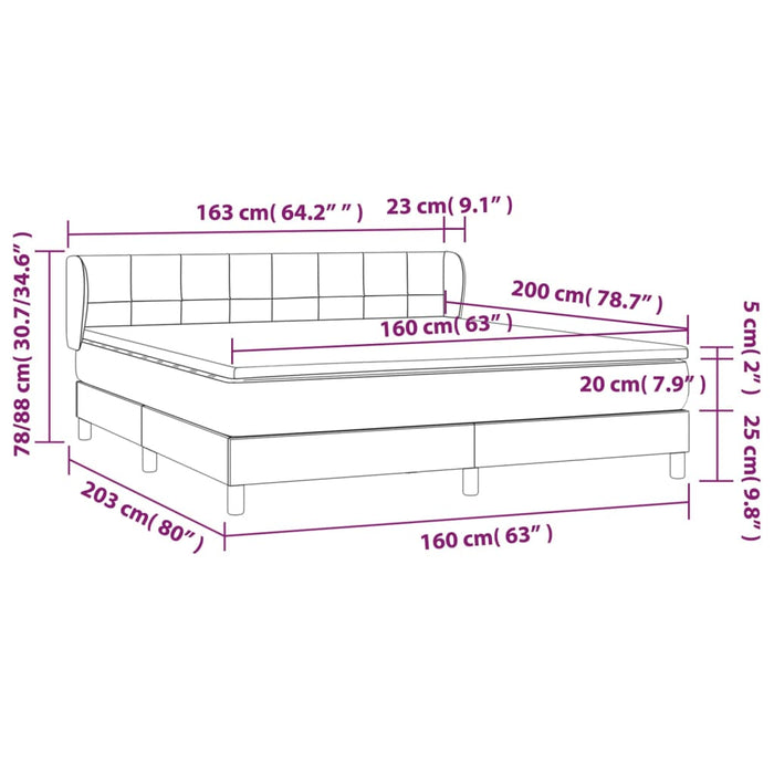 Pat box spring cu saltea, maro închis, 160x200 cm, textil WALTI