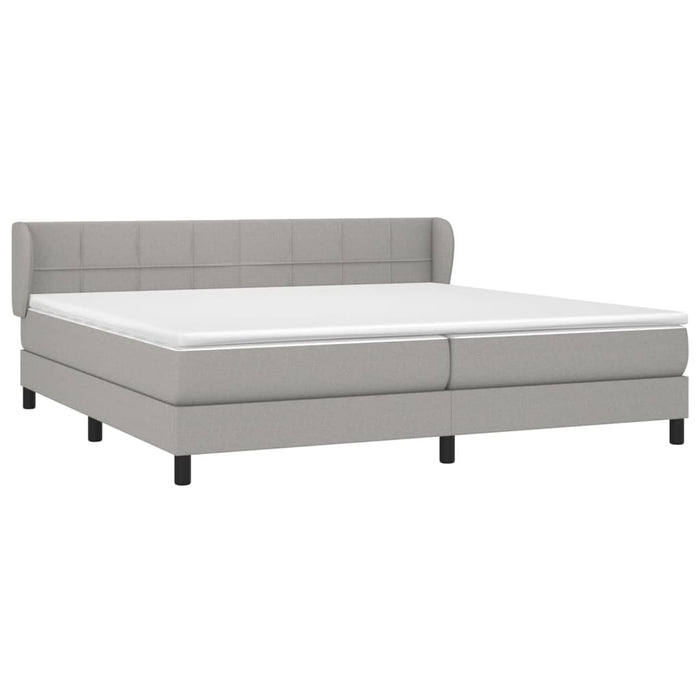 Pat box spring cu saltea, gri deschis, 200x200 cm, textil - WALTI WALTI