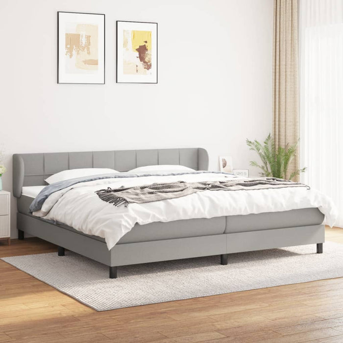 Pat box spring cu saltea, gri deschis, 200x200 cm, textil - WALTI WALTI