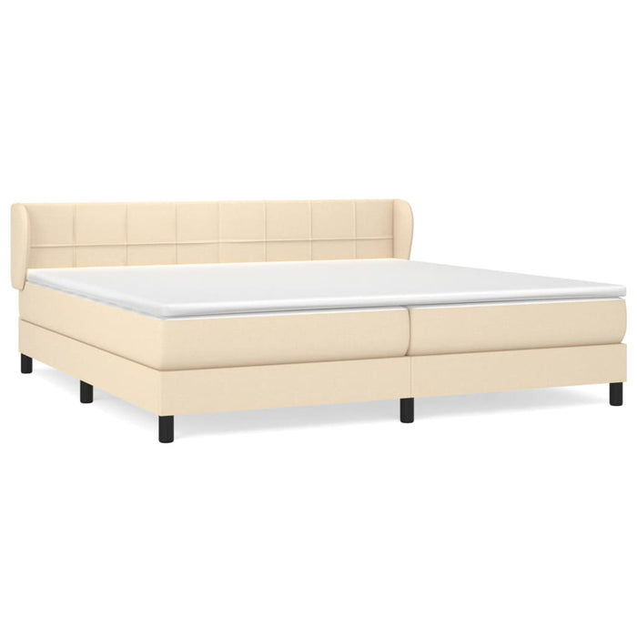 Pat box spring cu saltea, crem, 200x200 cm, textil - WALTI WALTI
